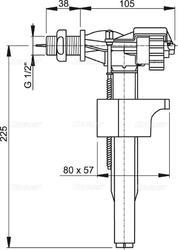 ALCADRAIN A16 1/2" Napouštěcí ventil boční - 2