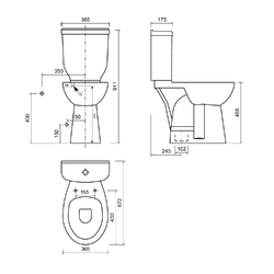 SAPHO HANDICAP WC kombi zvýšený sedák, spodní odpad, bílá - 2